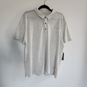 Mutual Weave White Grey Short Sleeve Polo Shirt Pocket Men's XL NWT